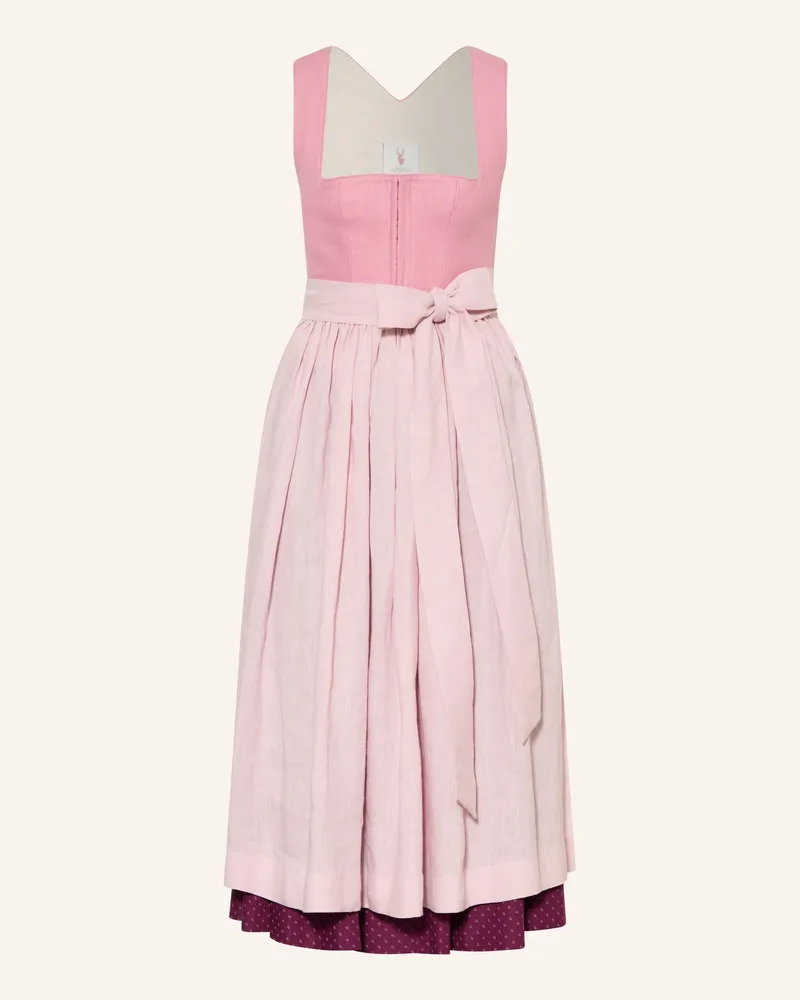 Johann & Johanna Set: Trachtenmieder, Trachtenrock Und Trachtenschürze Aus Leinen rosa Fuchsia