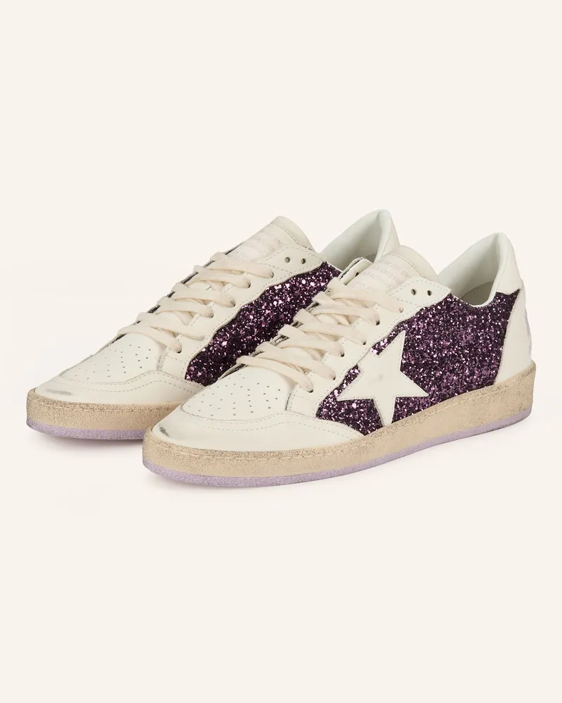 Golden Goose Sneaker Ball Star Mit Pailletten lila Weiss
