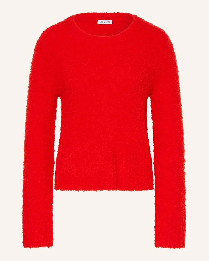 Mrs & HUGS Bouclé-Pullover Rot