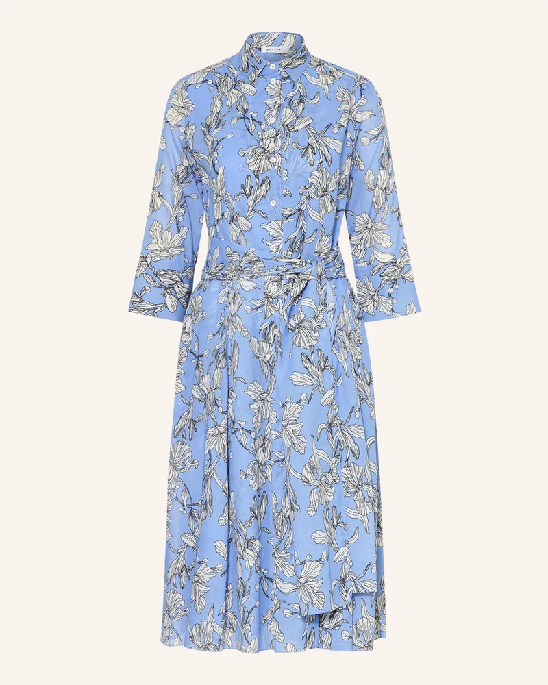 ROSSO35 Hemdblusenkleid mit 3/4-Arm Hellblau