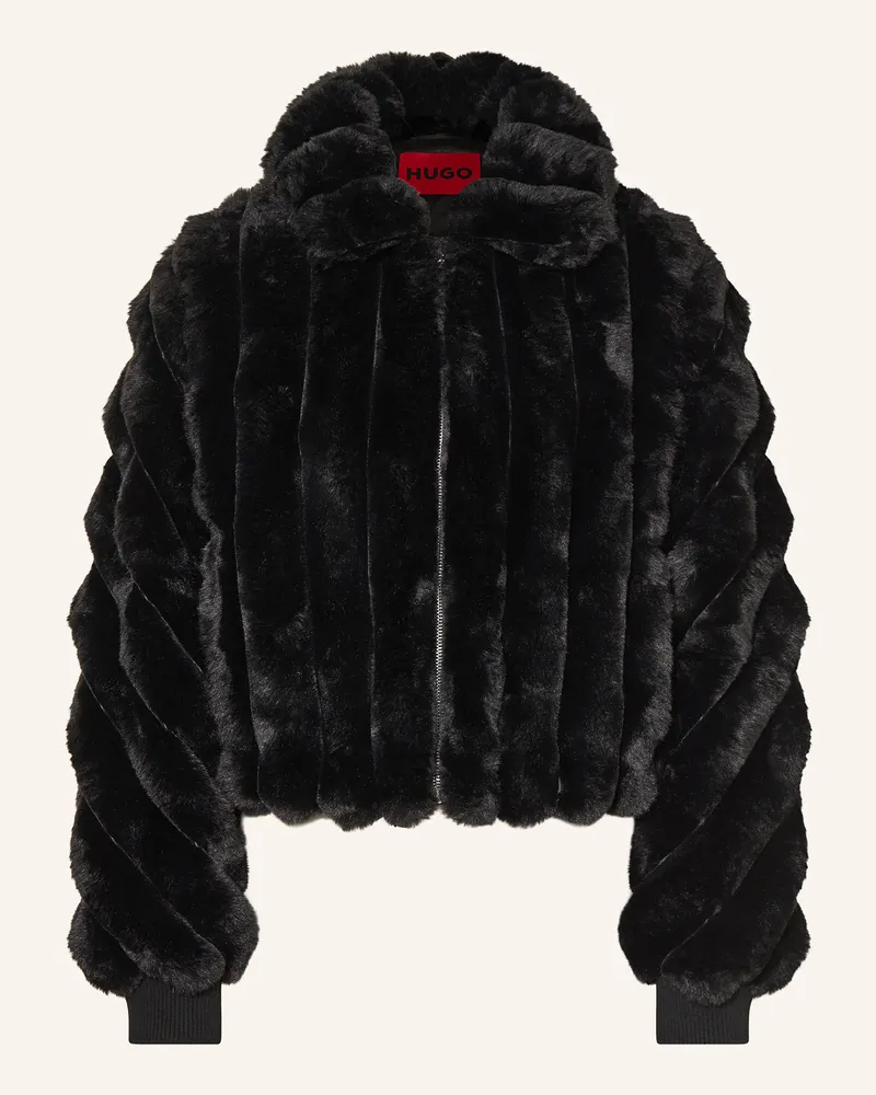 HUGO BOSS Kunstfell-Jacke FLORIANE Schwarz