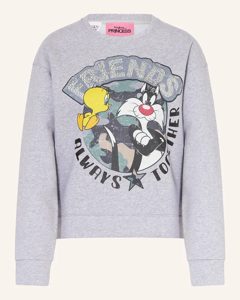 Frogbox Sweatshirt Mit Schmucksteinen grau Hellgrau