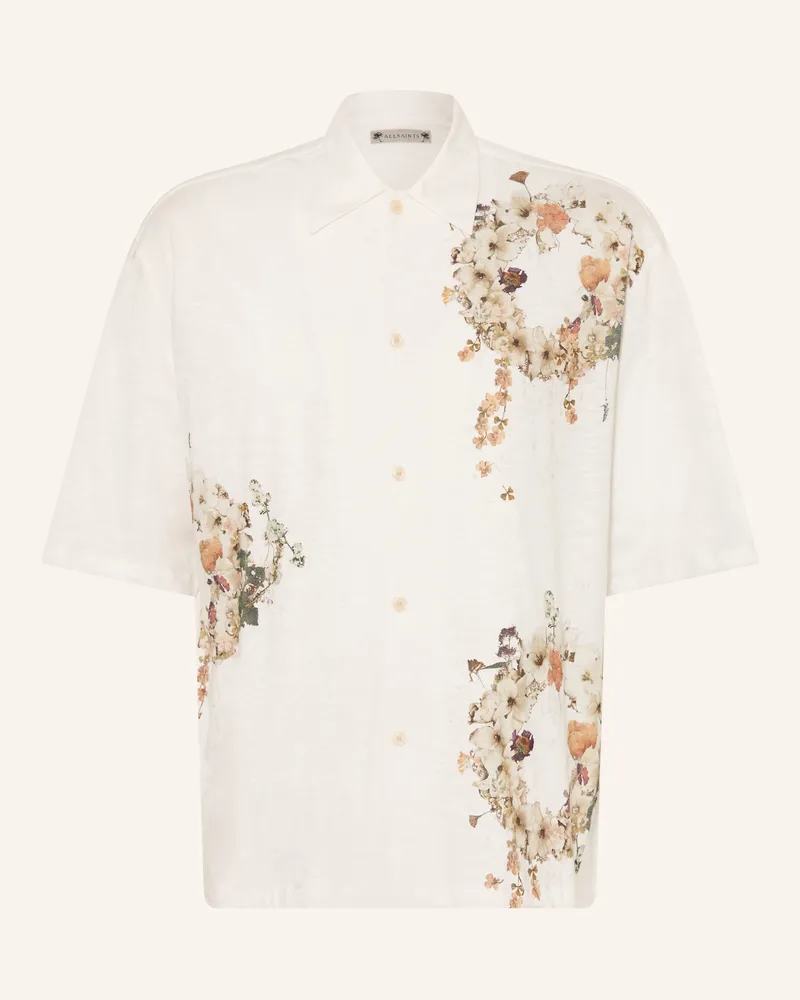 AllSaints Kurzarm-Hemd Fleur Lis Oversized Fit beige Weiss