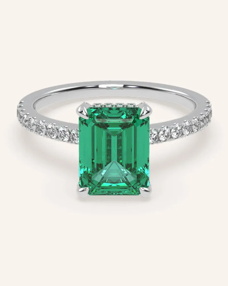 VEYNOU Ring Darcy Smaragd Aus 14 Karat Weißgold Und 2ct. Smaragd Und Lab-Grown Diamanten silber Weissgold