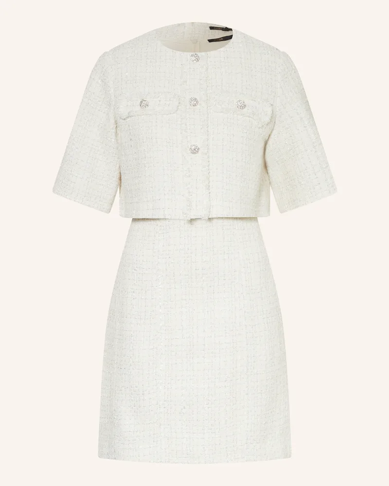 Maje 2-in1-Kleid aus Bouclé mit Glitzergarn Ecru