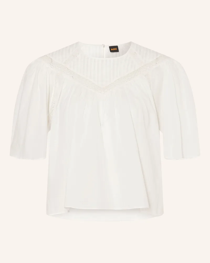 HUGO BOSS Blusenshirt Benzy Mit Spitze weiss Weiss