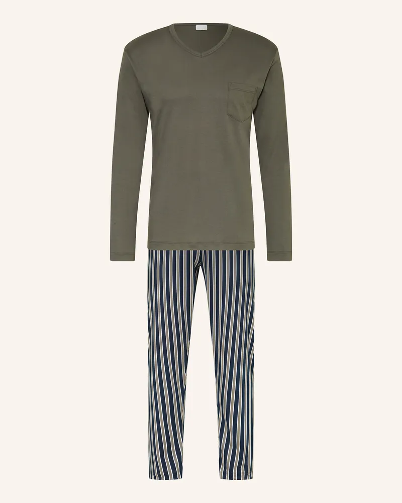 Mey Schlafanzug Serie ROUGH STRIPES Khaki