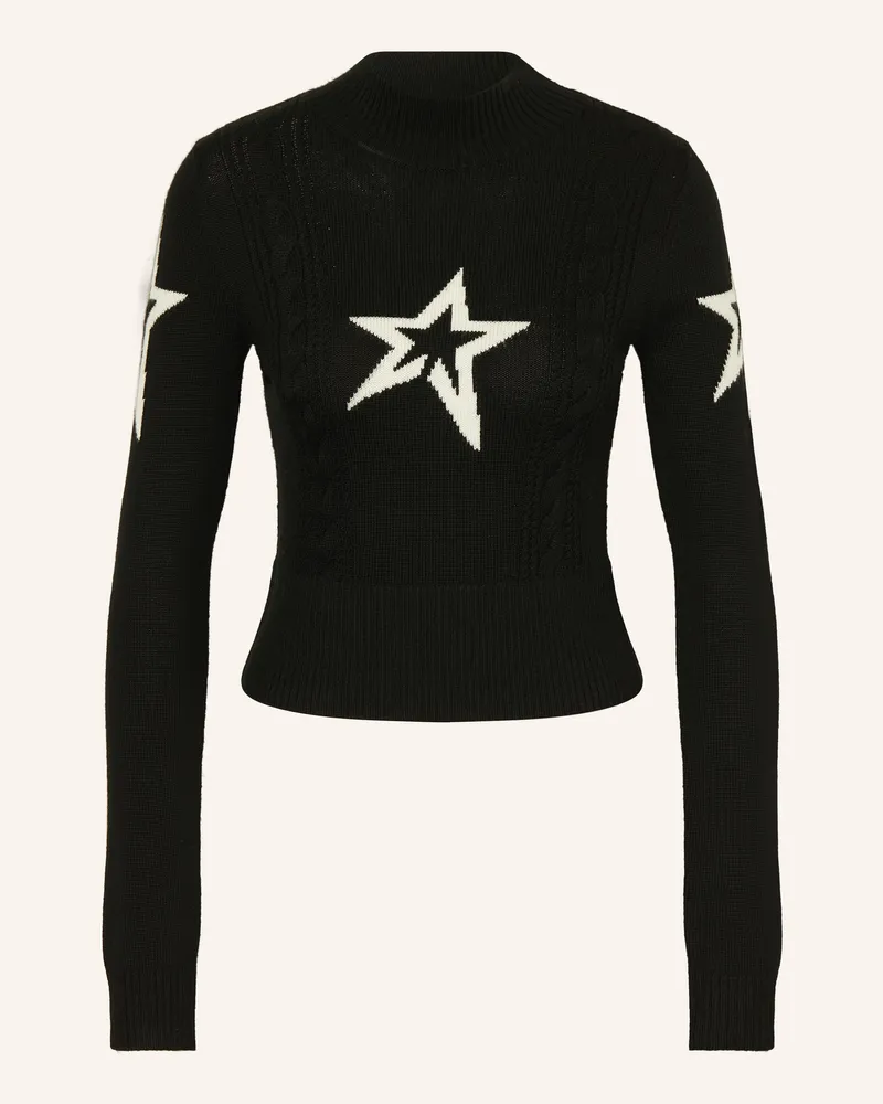 Perfect Moment Pullover Cable Aus Merinowolle schwarz Schwarz