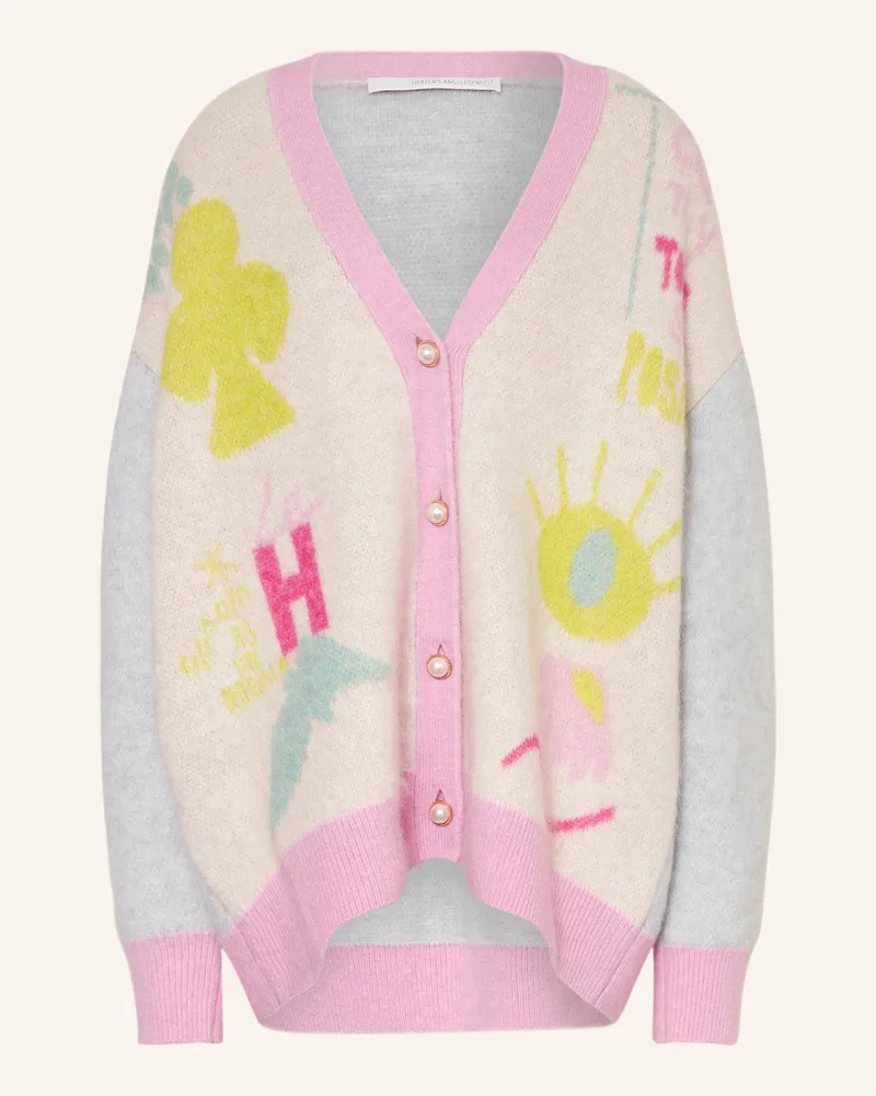Herzen's Angelegenheit Strickjacke Mit Mohair rosa Creme