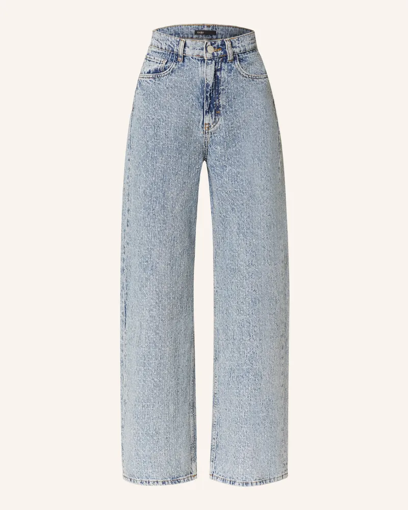 Maje Straight Jeans mit Schmucksteinen Blau
