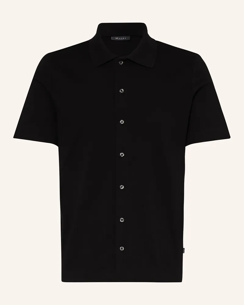 Maerz Kurzarm-Hemd Regular Fit aus Jersey Schwarz