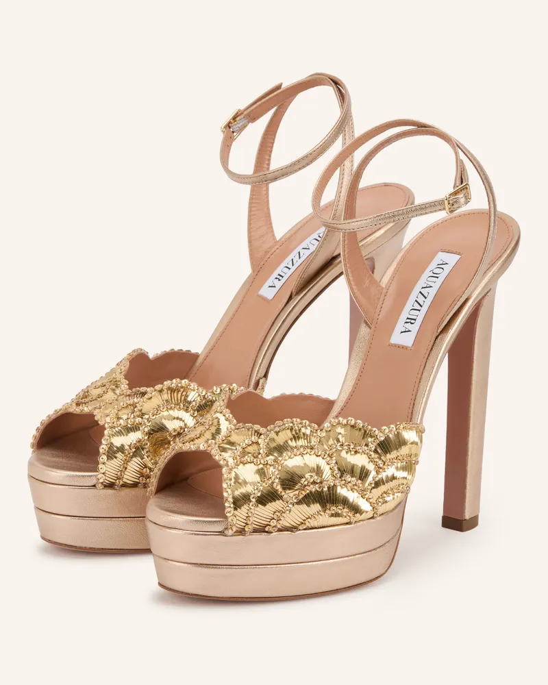 Aquazzura Plateau-Sandaletten Ce Soir Mit Schmucksteinen gold Gold