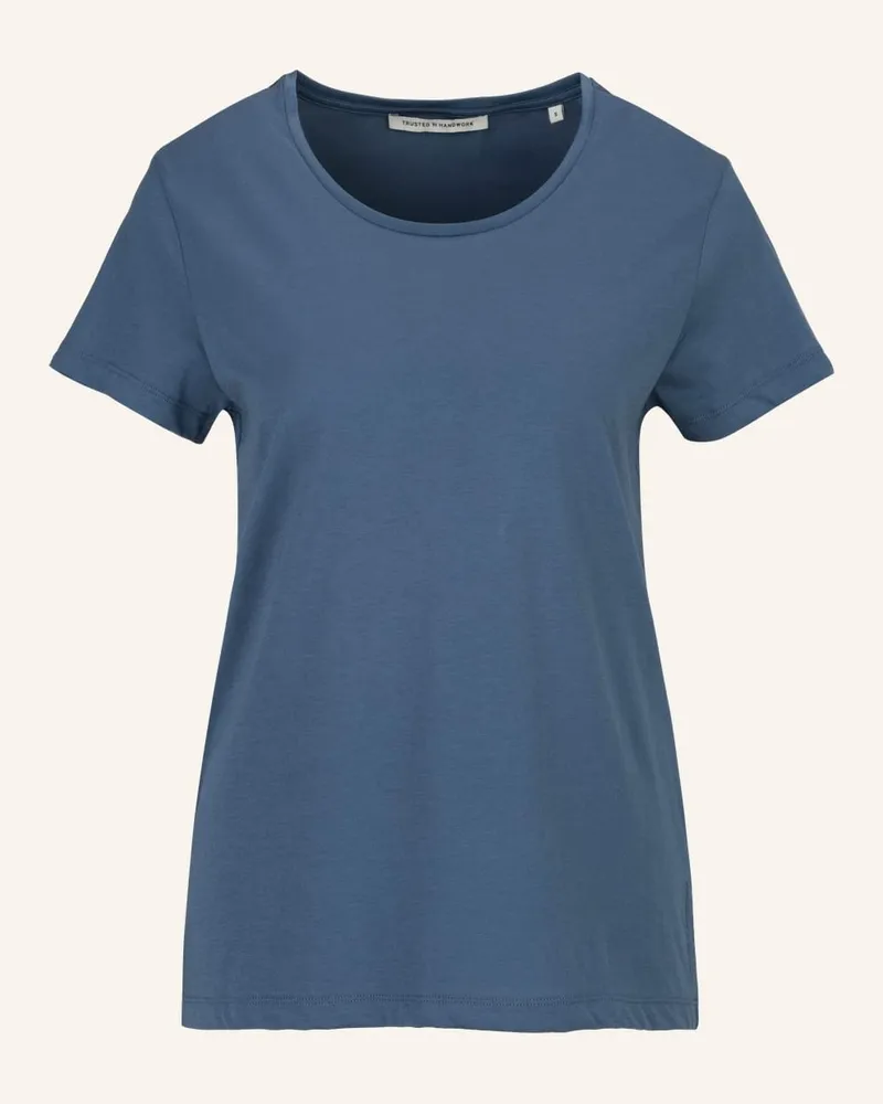 Trusted Handwork Round Neck 1/2-Sleeve T-Shirt Blau