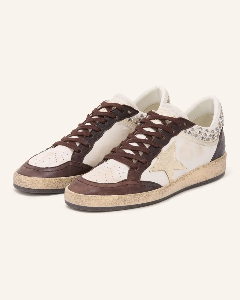 Golden Goose Sneaker Ball Star Mit Schmuckperlen weiss Creme
