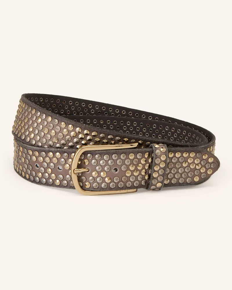 b.belt Ledergürtel ZOE mit Nieten Taupe