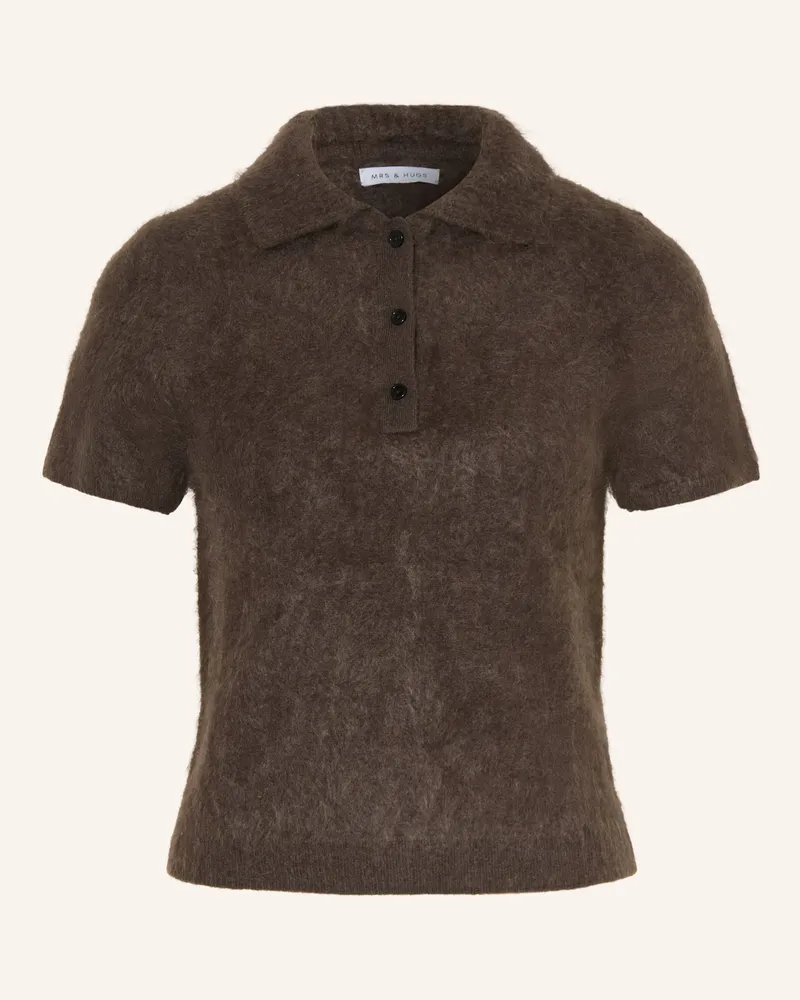 Mrs & HUGS Strick-Poloshirt Aus Cashmere braun Dunkelbraun