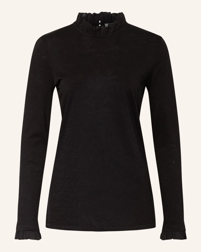 Rich&Royal Longsleeve Im Materialmix schwarz Schwarz