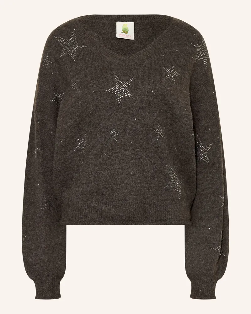 Princess goes Hollywood Pullover Mit Schmucksteinen braun Dunkelbraun