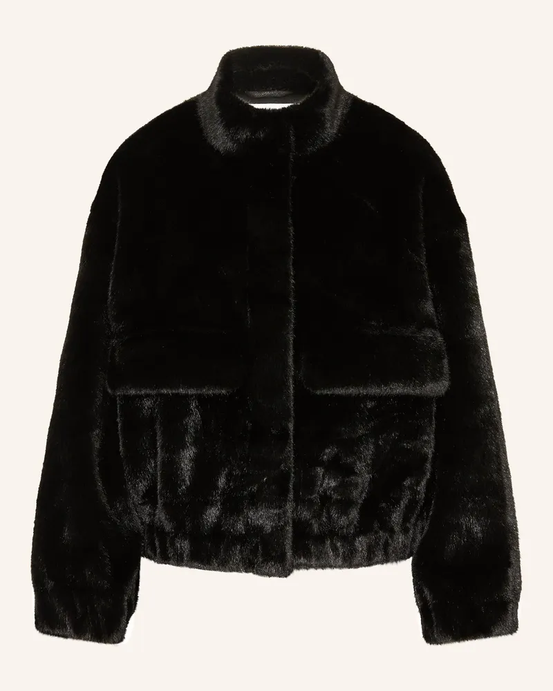 ba&sh Kunstfell-Jacke Paros schwarz Schwarz