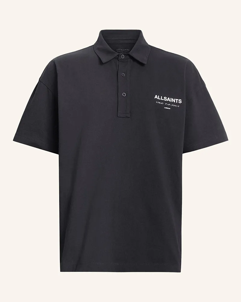 AllSaints Piqué-Poloshirt UNDERGROUND Relaxed Fit Schwarz
