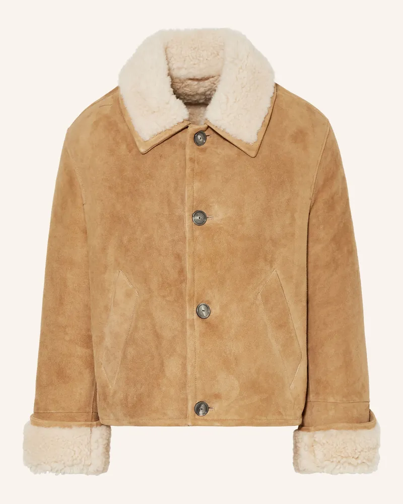 AMI Paris Lederjacke Hellbraun