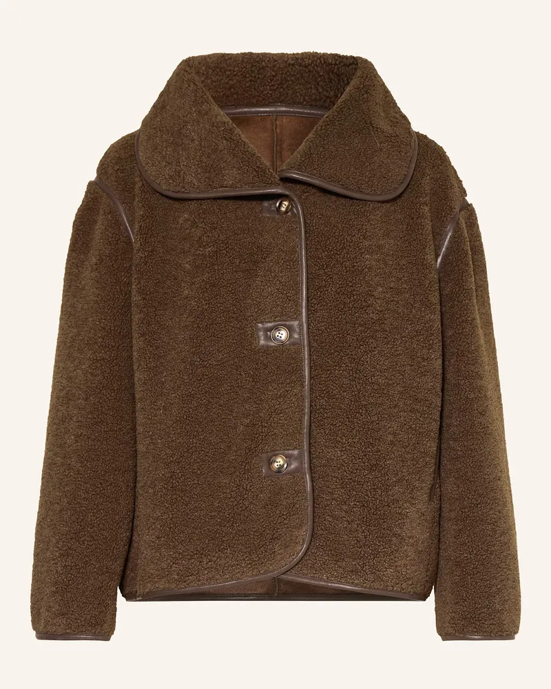 Neo Noir Teddyfell-Jacke Edmund braun Dunkelbraun
