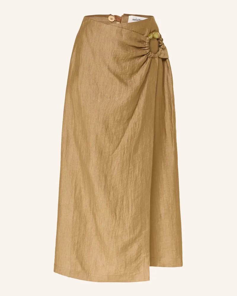 ottod’Ame Leinenrock in Wickeloptik Hellbraun