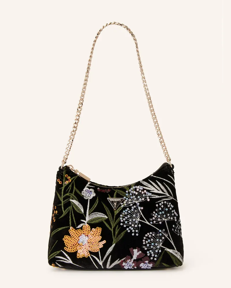 Guess Schultertasche ZALINA mit Pailletten Schwarz