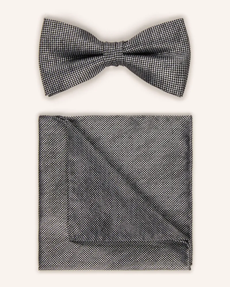 Olymp Set: Fliege und Einstecktuch Grau