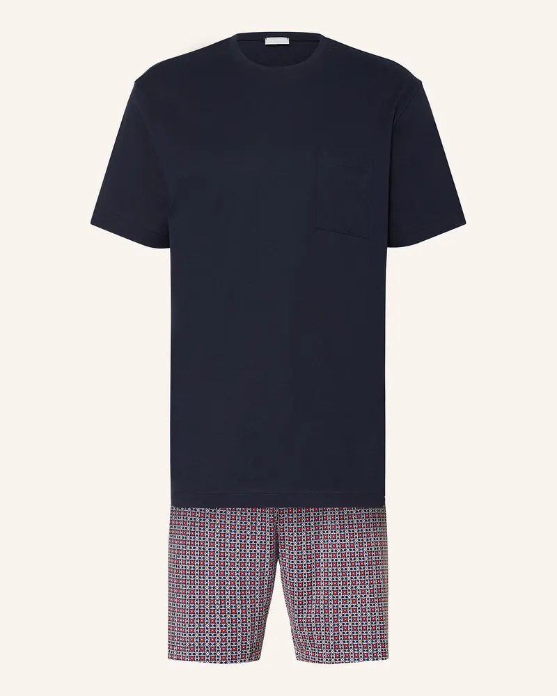 Mey Shorty-Schlafanzug Serie Red Tile blau Dunkelblau