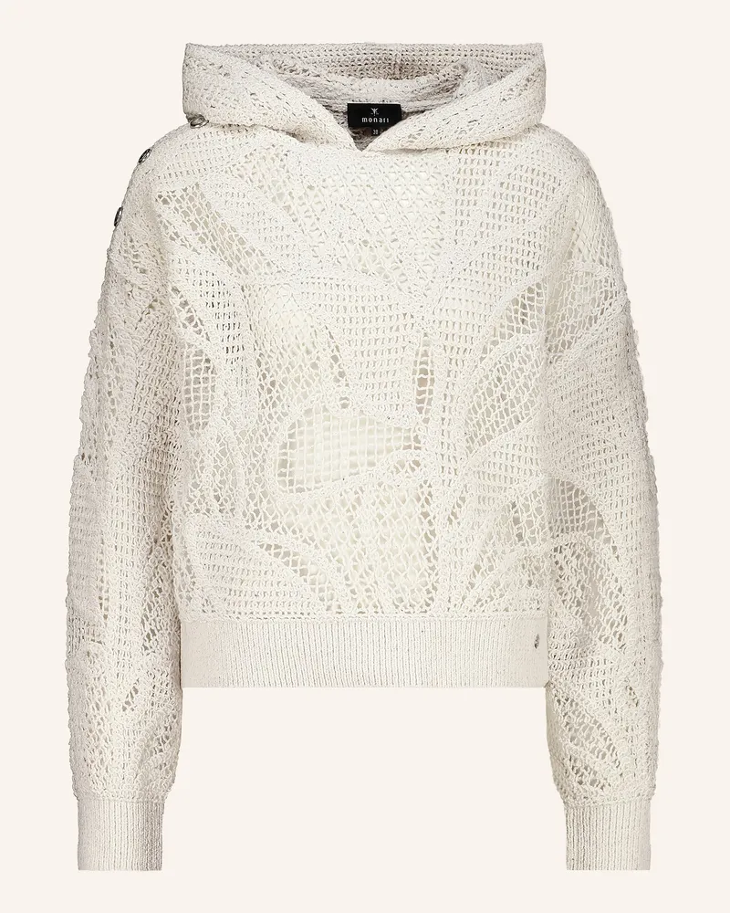 monari Strick-Hoodie Mit Glitzergarn Und Pailletten weiss Weiss