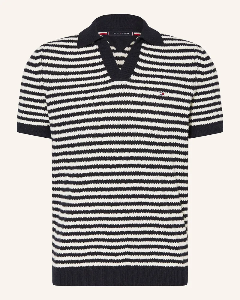Tommy Hilfiger Strick-Poloshirt Regular Fit blau Ecru