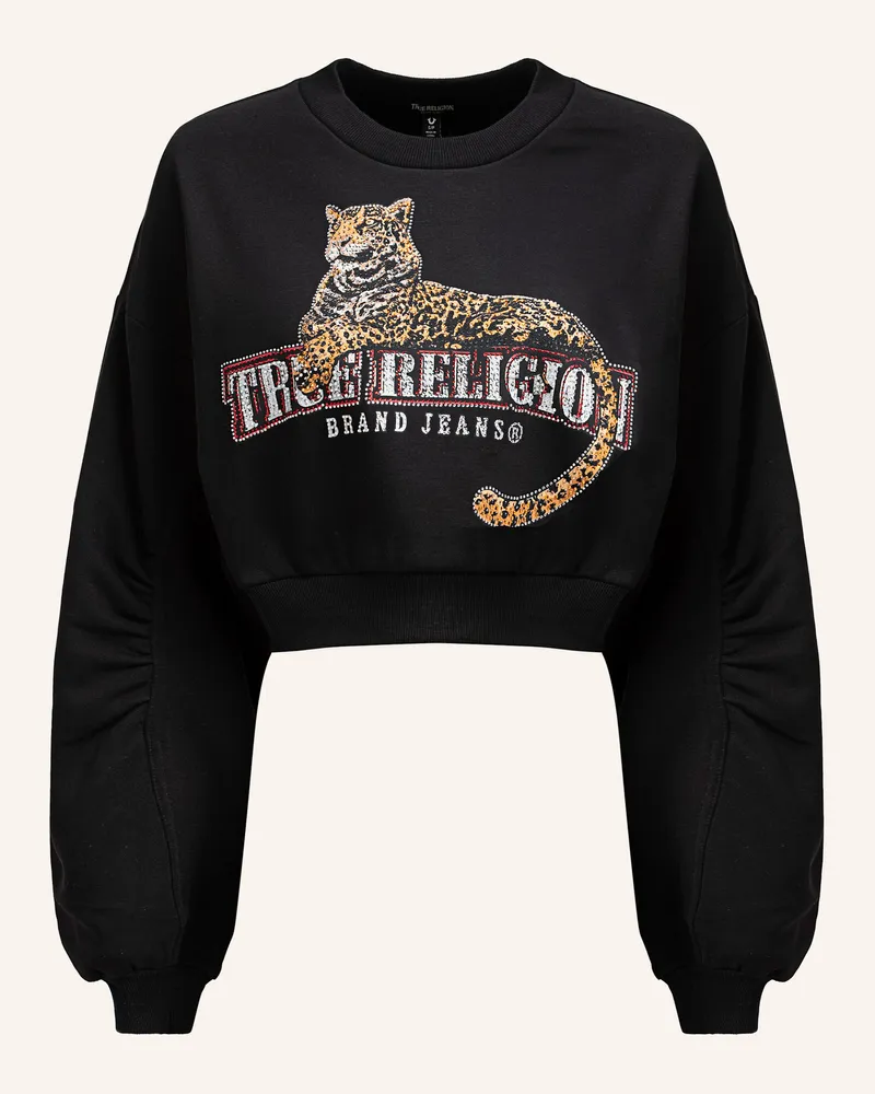True Religion Sweatshirt CRYSTAL LEOPARD Schwarz