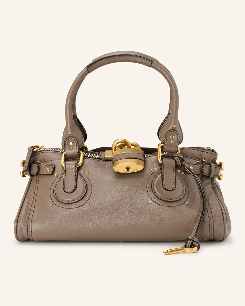 Chloé Handtasche Paddington Mit Nieten grau Flannel