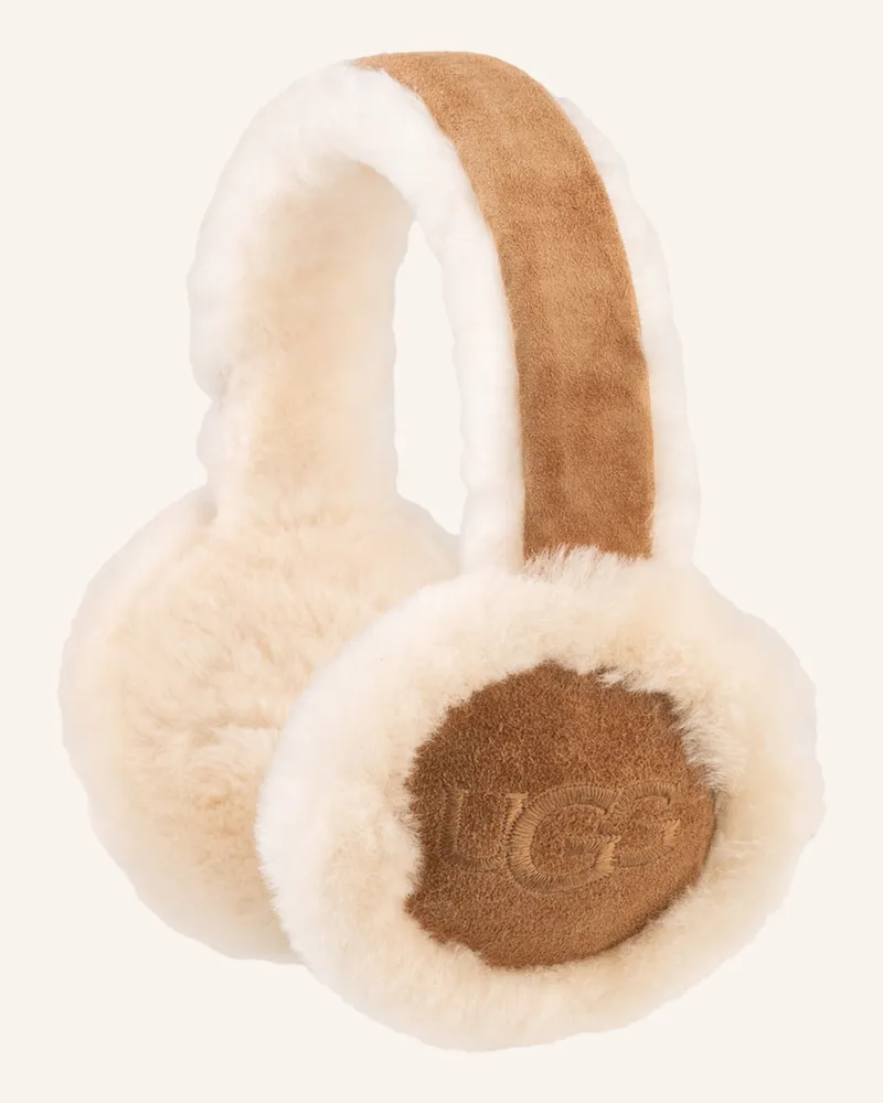 UGG Ohrenwärmer Mit Echtfell braun Creme