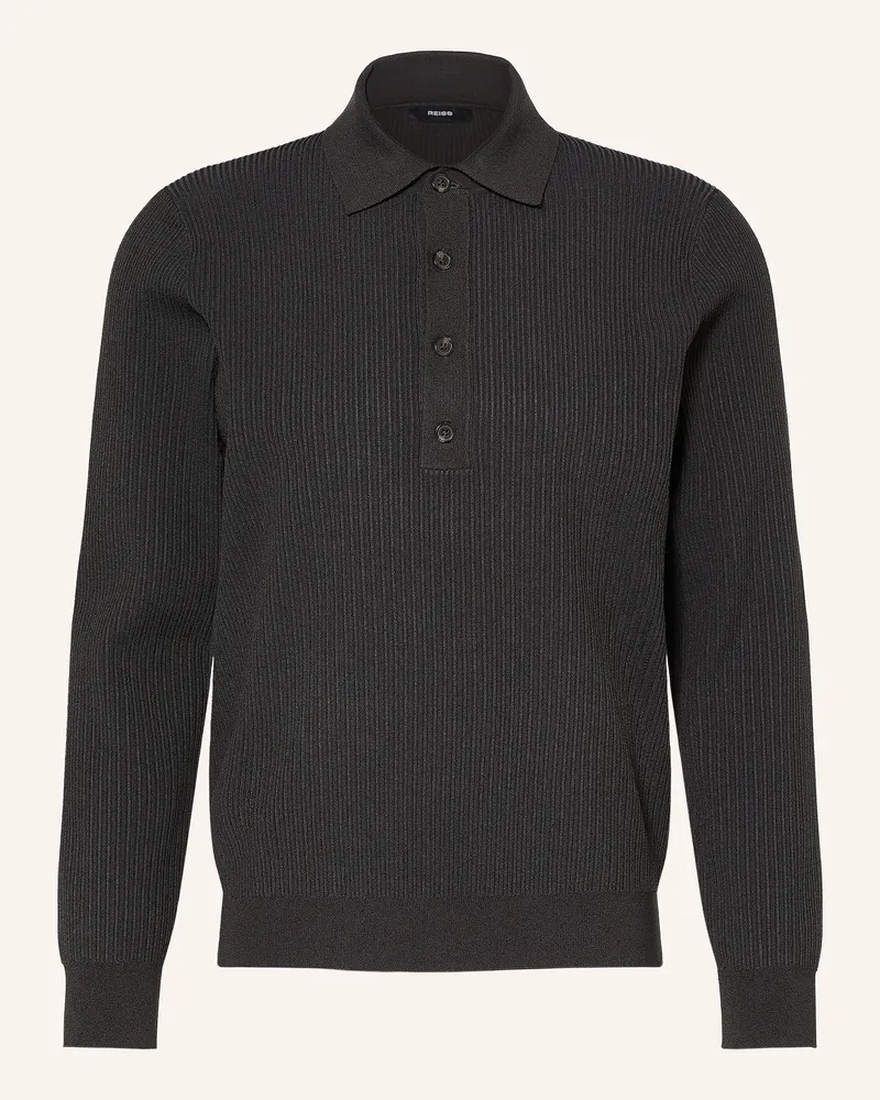 Reiss Strick-Poloshirt gruen Dunkelgrün