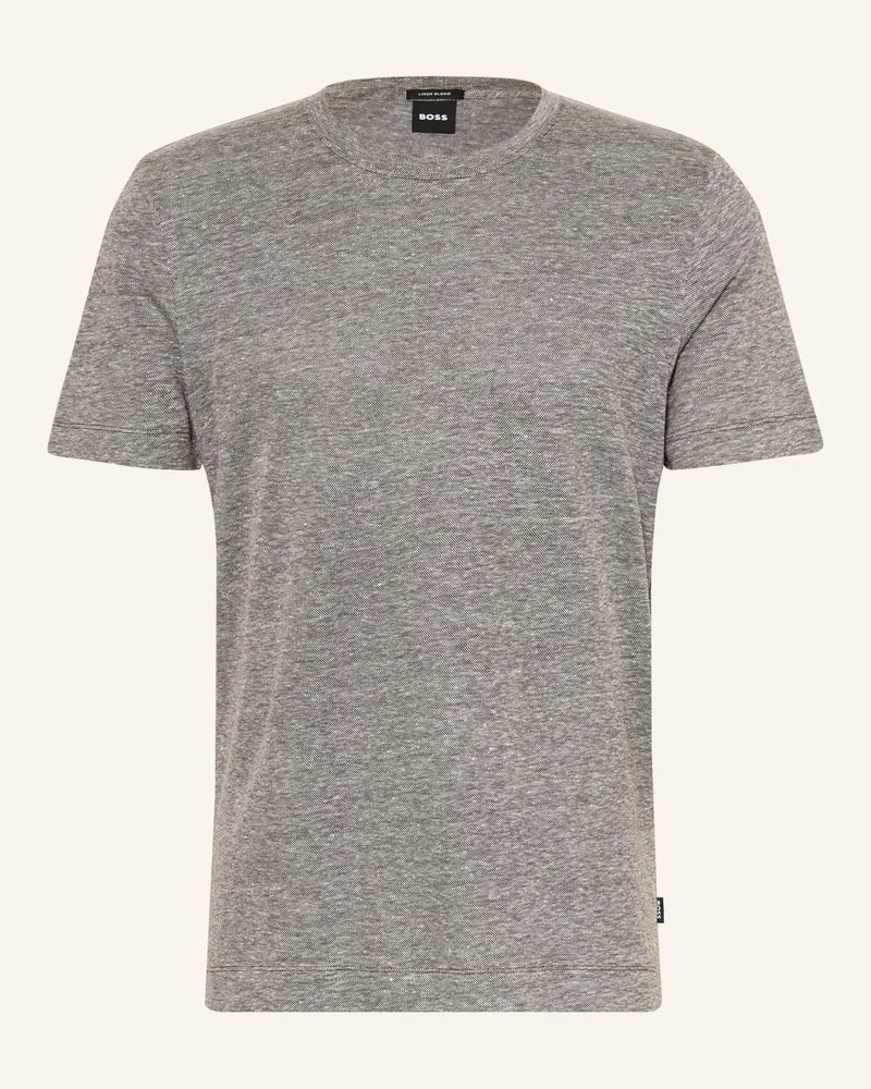 HUGO BOSS T-Shirt Thompson Mit Leinen braun Dunkelbraun