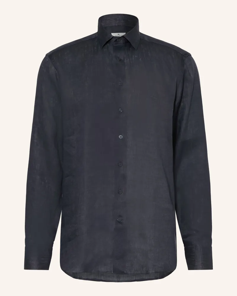 Etro Leinenhemd Regular Fit blau Dunkelblau