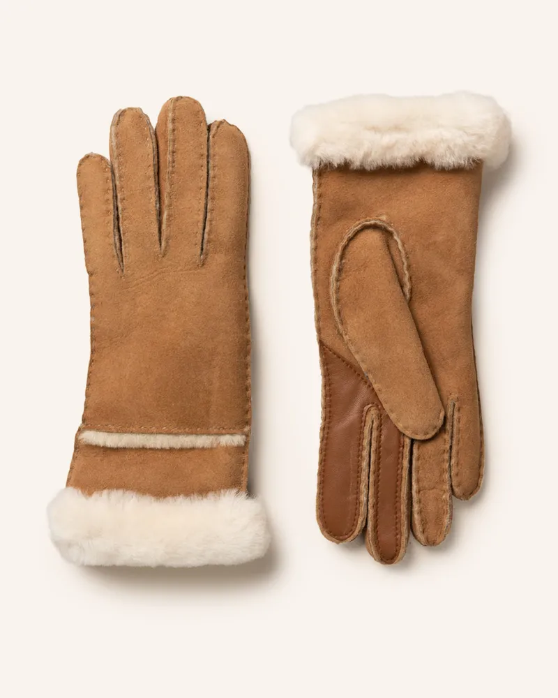 UGG Lederhandschuhe Hellbraun