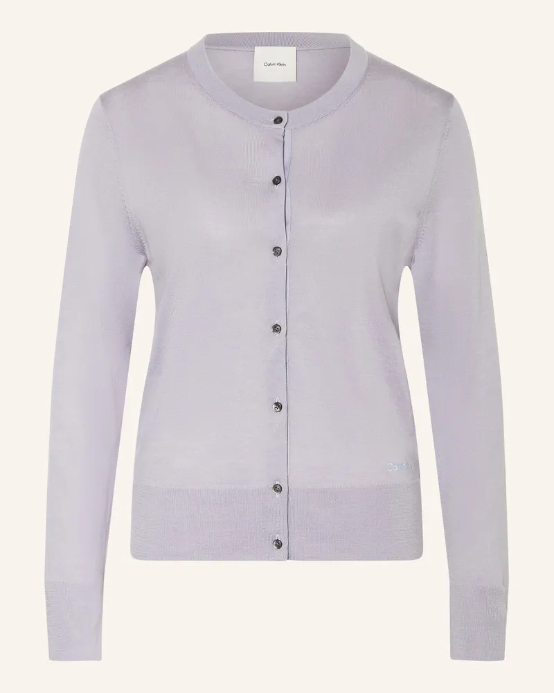 Calvin Klein Strickjacke aus Merinowolle Blaugrau