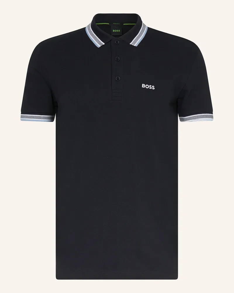 HUGO BOSS Piqué-Poloshirt PADDY CURVED Regular Fit Schwarz