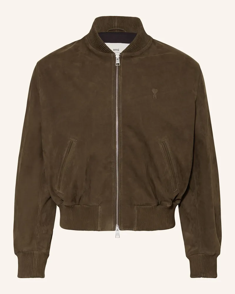 AMI Paris Lederblouson Khaki