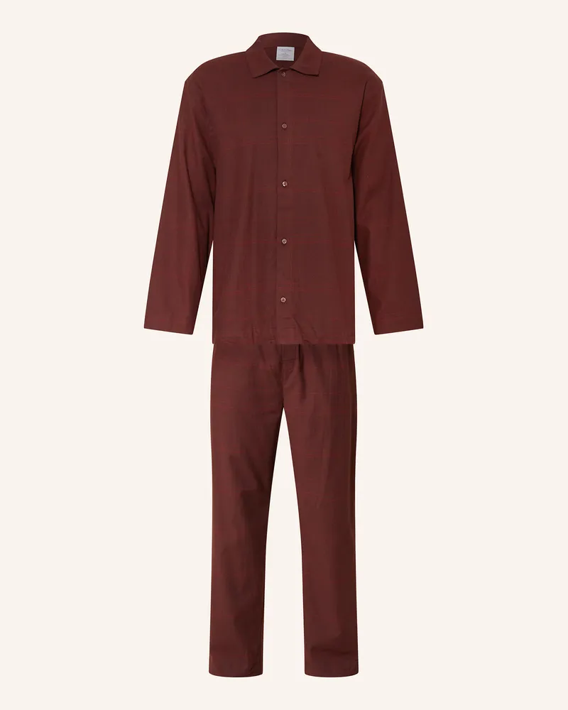 Calvin Klein Schlafanzug aus Flanell Dunkelrot
