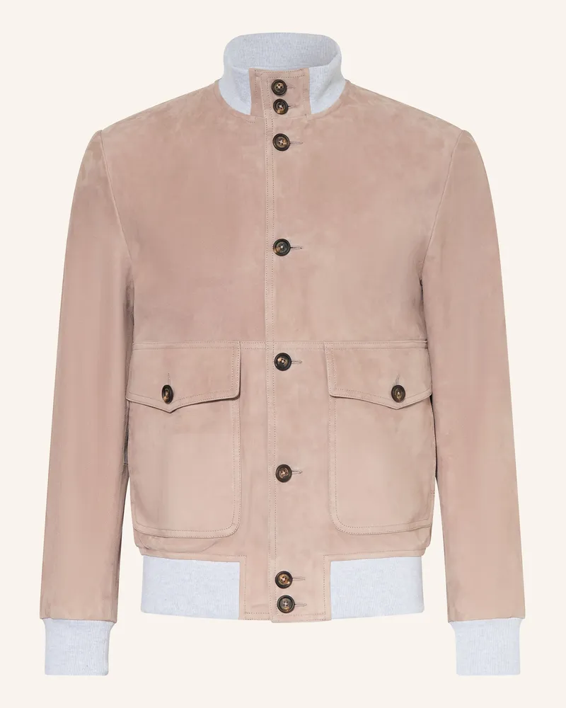 Eleventy Lederblouson rosa Hellbraun