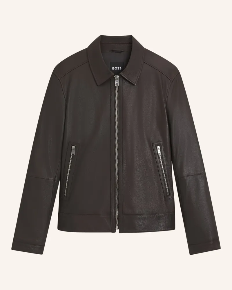 HUGO BOSS Lederjacke H-MAPSON4 Regular Fit Braun