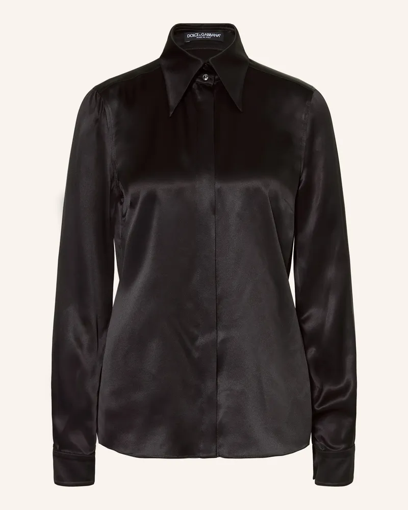 Dolce & Gabbana Hemdbluse Aus Seide schwarz Schwarz