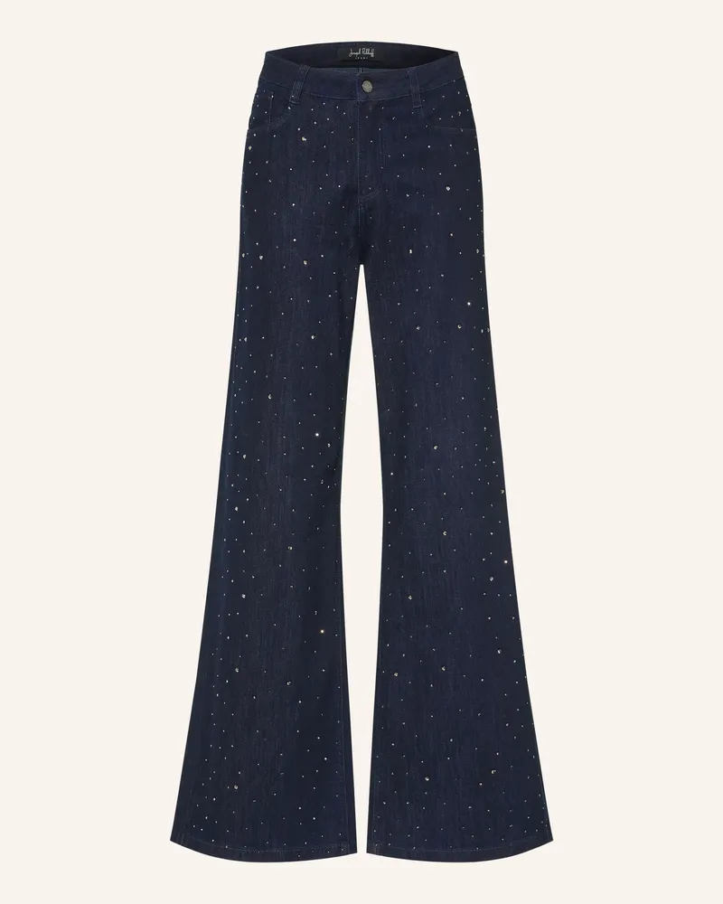 Joseph Ribkoff Wide Leg Jeans Mit Schmucksteinen blau 3302