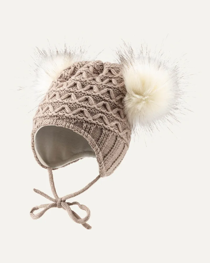 Sterntaler Strickmütze Pompons Beige