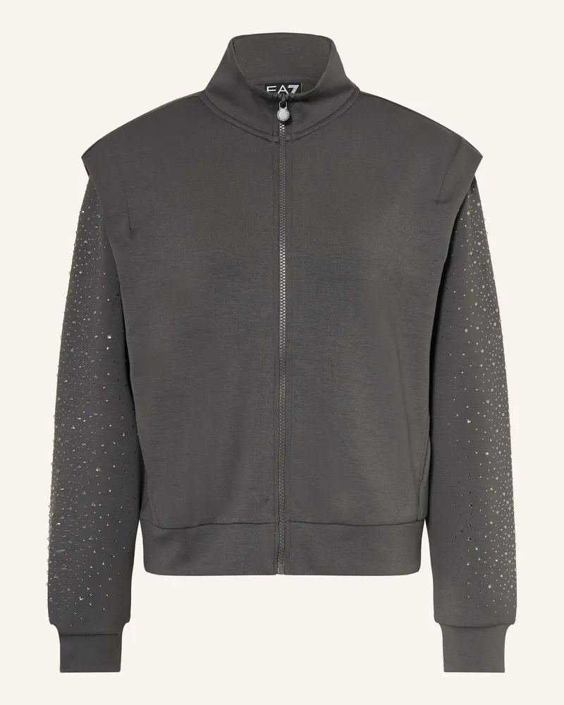 EA7 Sweatjacke Train Precious Mit Schmucksteinen grau Dunkelgrau