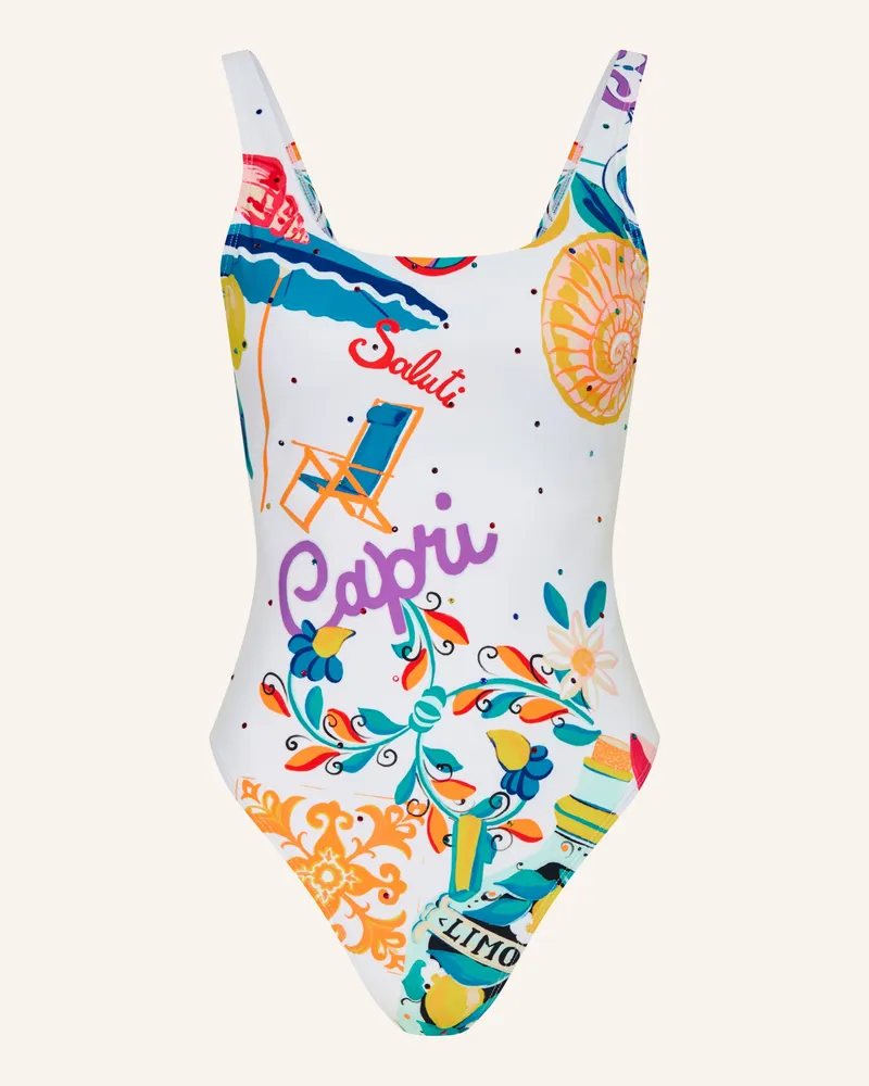 GOLDBERGH Badeanzug Capricia Mit Schmucksteinen weiss Weiss